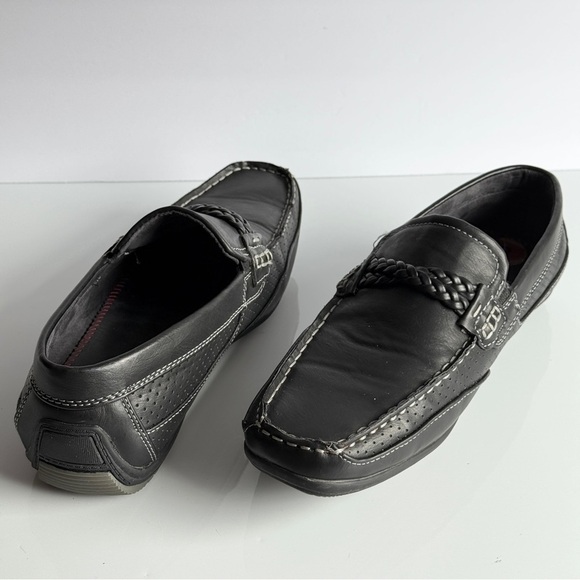 Black Leather Men's Loafers - Picture 6 of 12